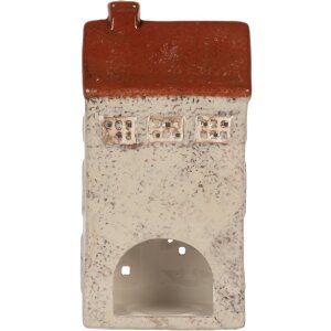 Clayre & Eef Svícen Dům 12x8x24 cm Béžovo-hnědý