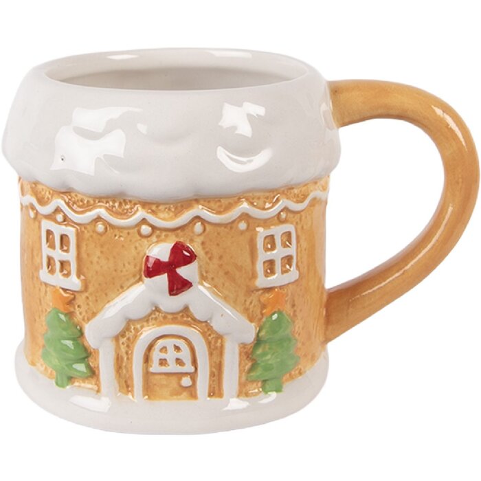 Clayre & Eef Hrnek 300 ml, 13x9x9 cm, hnědo-bílý