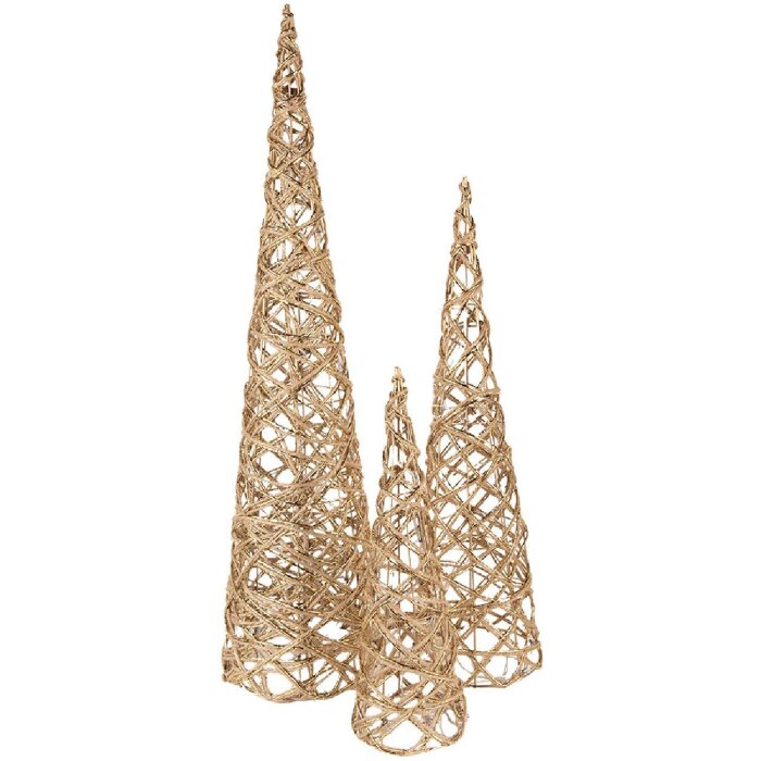 Clayre & Eef 50827 Dekorativní LED Kužely (Sada 3) 20x80/16x60/13x40 cm