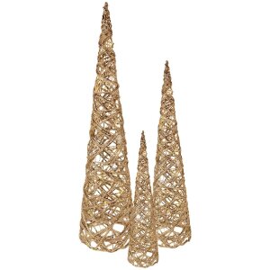 Clayre & Eef 50827 Dekorativní LED Kužely (Sada 3) 20x80/16x60/13x40 cm