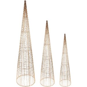 Clayre & Eef Dekorační kužely LED (Sada 3) průměr 20x80/16x60/11x40 cm / 6xAA