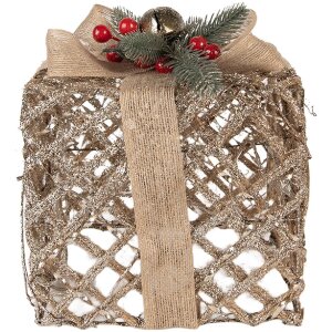 Clayre & Eef 66308 Dekorace Dárky LED 3dílná Sada Zlatá