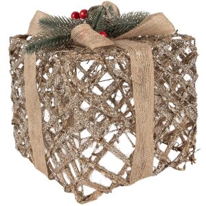 Clayre & Eef 66308 Dekorace Dárky LED 3dílná Sada Zlatá