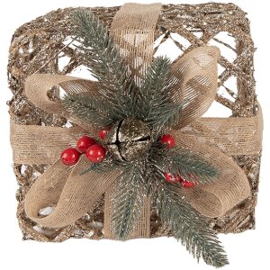 Clayre & Eef 66308 Dekorace Dárky LED 3dílná Sada Zlatá