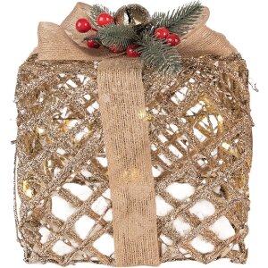 Clayre & Eef 66308 Dekorace Dárky LED 3dílná Sada Zlatá