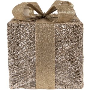 Clayre & Eef 66312 Dekorace Dárek LED 3dílná Sada Zlatá