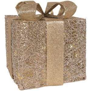 Clayre & Eef 66312 Dekorace Dárek LED 3dílná Sada Zlatá