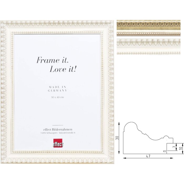 Effect Profil 56 Dřevěný fotorámeček – Barokní, bílá/stříbrná