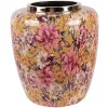 Clayre & Eef 66379 Dekorační váza žlutá/růžová 33x36 cm