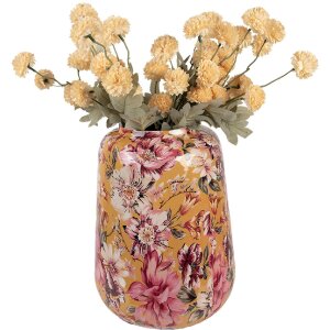 Clayre & Eef 66383 Dekorační váza žlutá/růžová Ø 27x34 cm