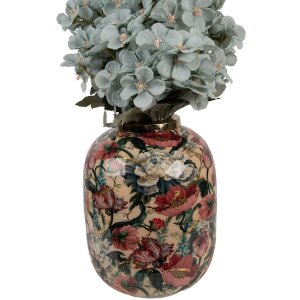 Clayre & Eef 66390 Dekorační váza Ø 17x22 cm Béžovo-růžová