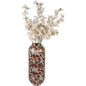 Clayre & Eef 66393 Dekorativní váza Ø 21x50 cm Béžová Růžová