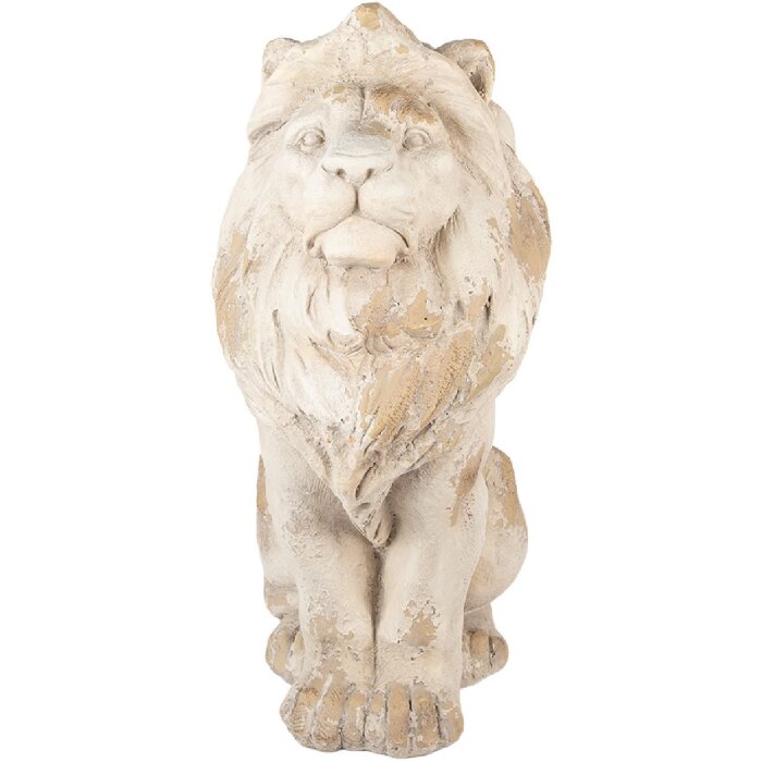 Clayre & Eef Dekorace lev 50x30x62 cm béžovo-hnědá