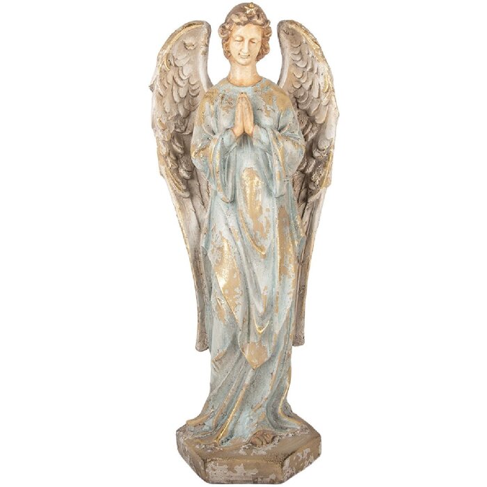 Clayre & Eef Dekorativní anděl 28x20x70 cm béžovo-šedý