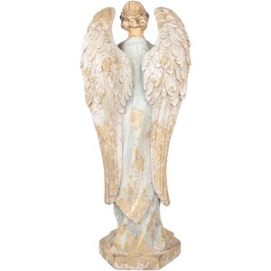 Clayre & Eef Dekorativní anděl 28x20x70 cm béžovo-šedý