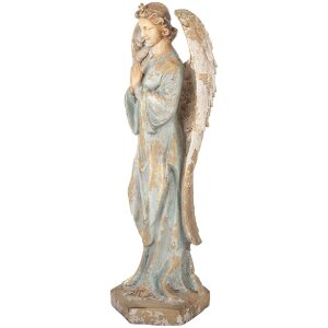 Clayre & Eef Dekorativní anděl 28x20x70 cm béžovo-šedý