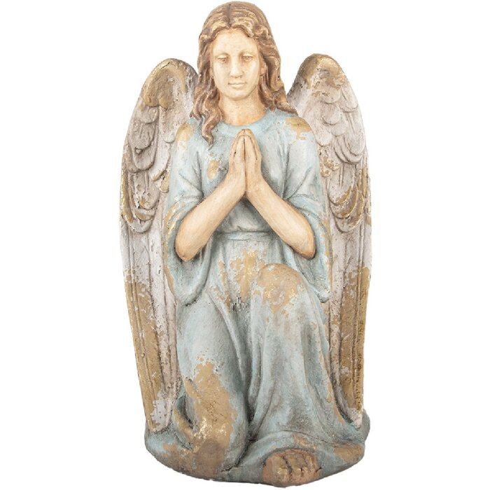 Clayre & Eef Dekorace Anděl 34x36x55 cm Béžovo-modrá