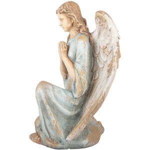 Clayre & Eef Dekorace Anděl 34x36x55 cm Béžovo-modrá