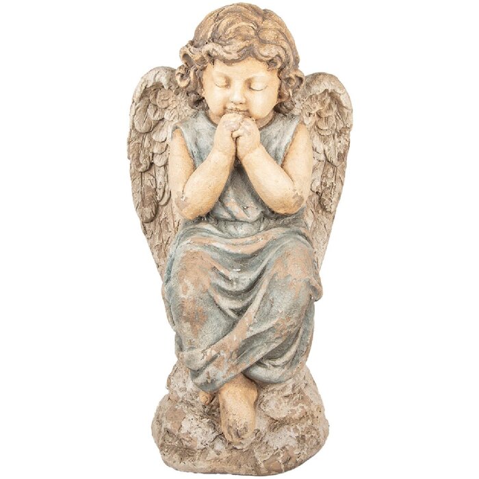 Clayre & Eef Dekorace Anděl 32x23x56 cm Béžovo-šedá