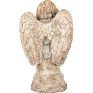 Clayre & Eef Dekorace Anděl 32x23x56 cm Béžovo-šedá