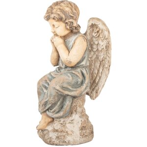 Clayre & Eef Dekorace Anděl 32x23x56 cm Béžovo-šedá