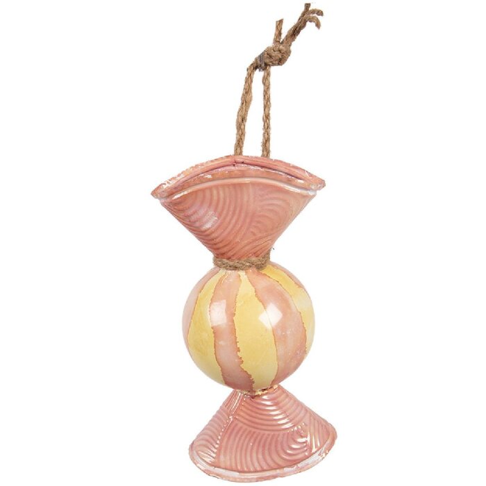 Clayre & Eef Dekorativní cukrovinka 10x8x21 cm růžová/žlutá