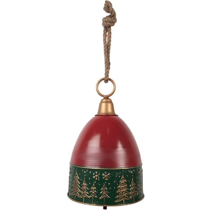 Clayre & Eef Zvonek na ozdobu Ø 26x38 cm červená zelená