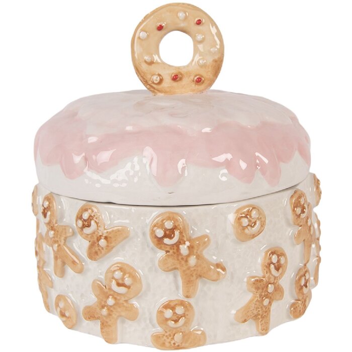 Clayre & Eef Úložný hrnec s poklicí 18x18 cm Keramika