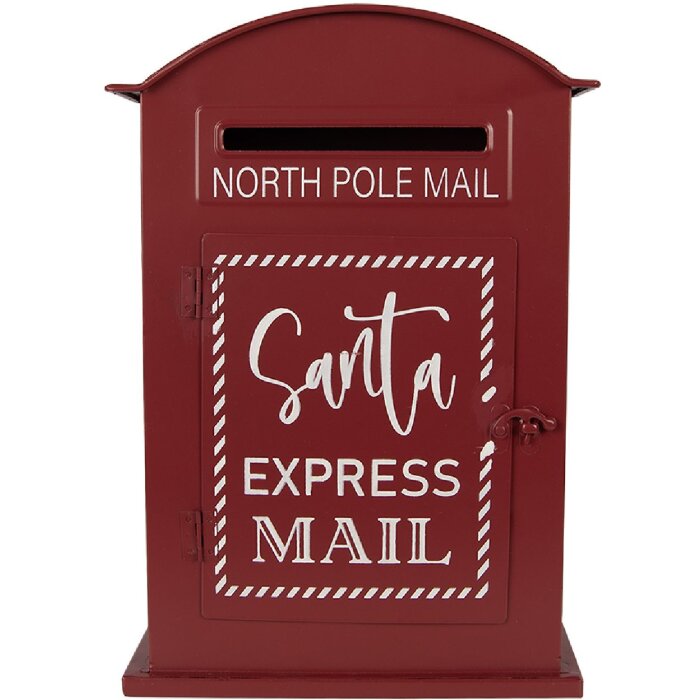 Clayre & Eef Poštovní schránka 23x8x34 cm červeno-bílá