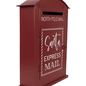 Clayre & Eef Poštovní schránka 23x8x34 cm červeno-bílá