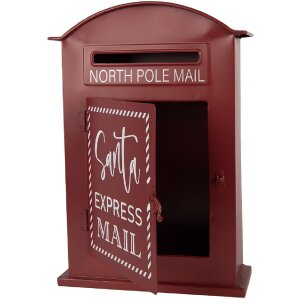 Clayre & Eef Poštovní schránka 23x8x34 cm červeno-bílá