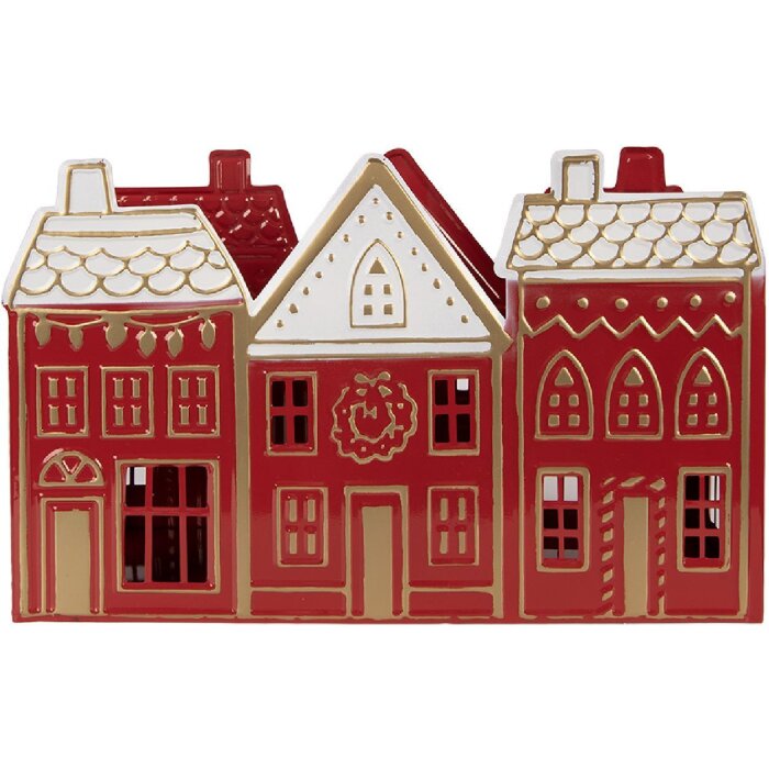 Clayre & Eef Svícen na vodu červený bílý 38x13x25 cm