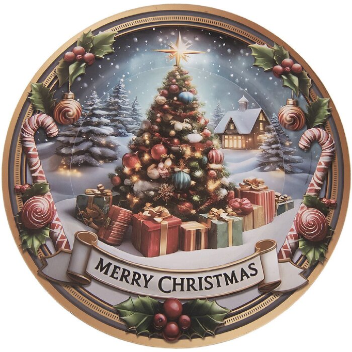 Clayre & Eef Podnos na talíře Ø 33x1 cm šedý/červený