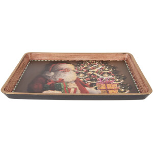 Clayre & Eef Podnos 31x22x2 cm hnědo-červený