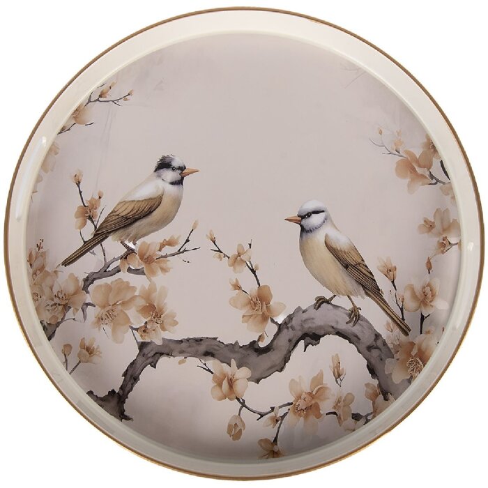 Clayre & Eef Podnos Ø 46x4 cm Béžovo-hnědý