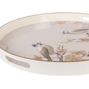 Clayre & Eef Podnos Ø 46x4 cm Béžovo-hnědý