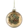Clayre & Eef Vánoční koule 8x8 cm Zlatá se zelenou