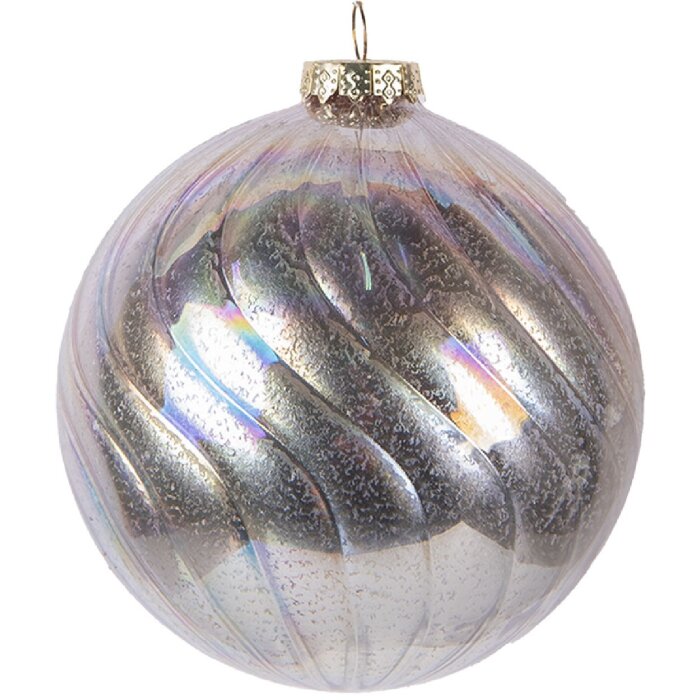 Clayre & Eef Vánoční koule 10x10 cm Růžová Stříbrná