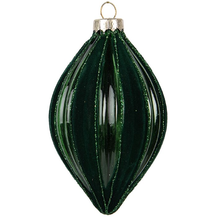 Clayre & Eef Vánoční koule zelená 7x12 cm