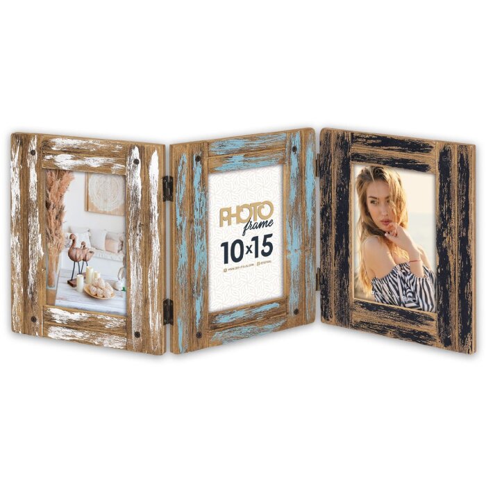 ZEP Nyon obrazový rámek pro 3 fotky 10x15 cm rustikální dřevěný