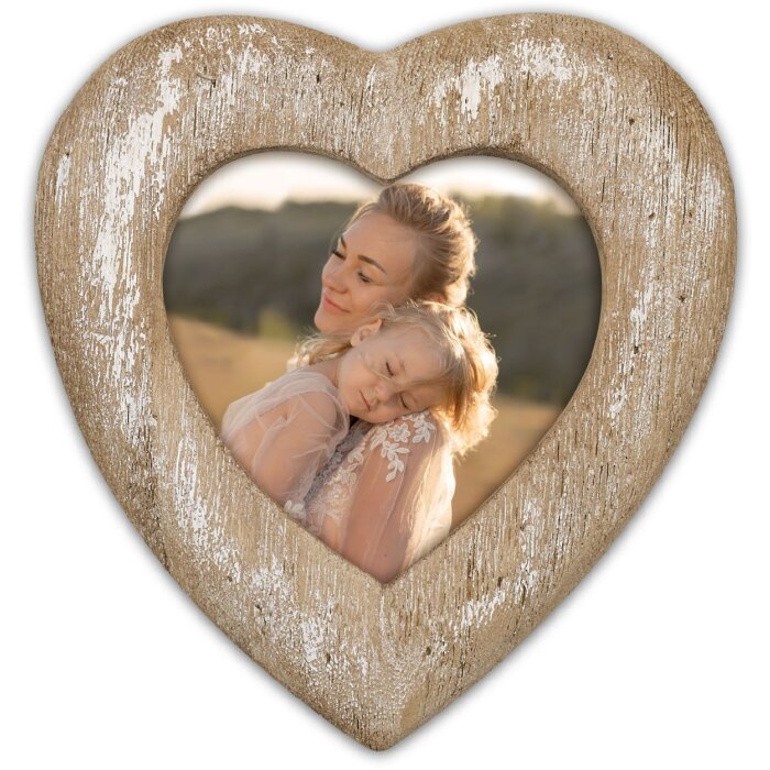 ZEP Dřevěný rámeček ve tvaru srdce 10x10 cm