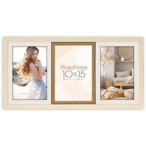 ZEP SH346 PS Multifunkční rám pro 3 fotografie 10x15 cm, přírodní bílá a březová