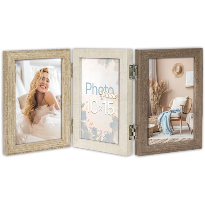ZEP Dřevěný portrétní rámeček Trani pro 3 fotografie 10x15 cm hnědý