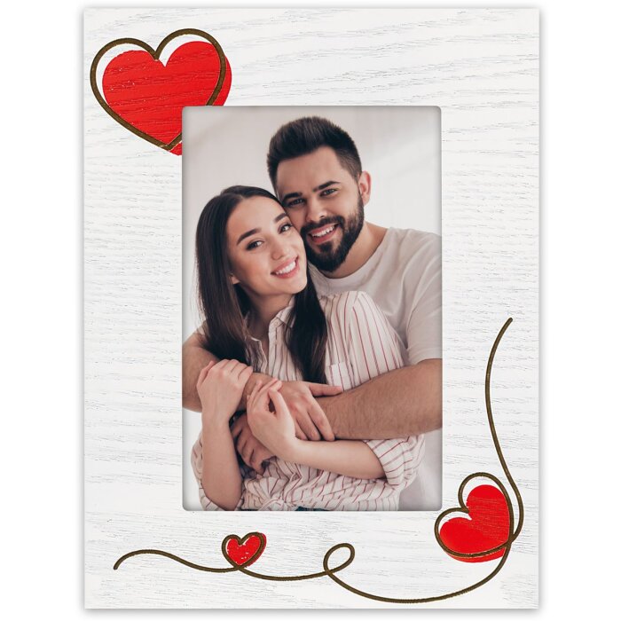 ZEP Dřevěný portrétní rám Zoe s motivem srdce 10x15 cm