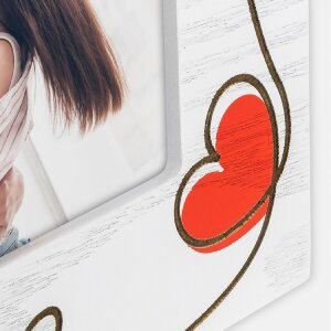 ZEP Dřevěný rámeček Zoe bílý 10x15 cm srdíčka široký formát