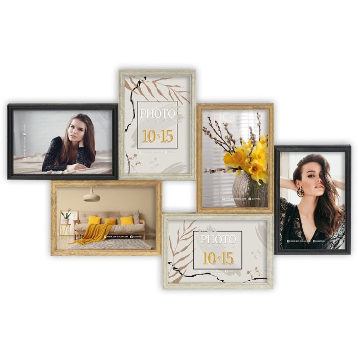 ZEP Galerie-Bilderrahmen Tirana – dřevěný fotorámeček pro 6 fotografií 10x15 cm