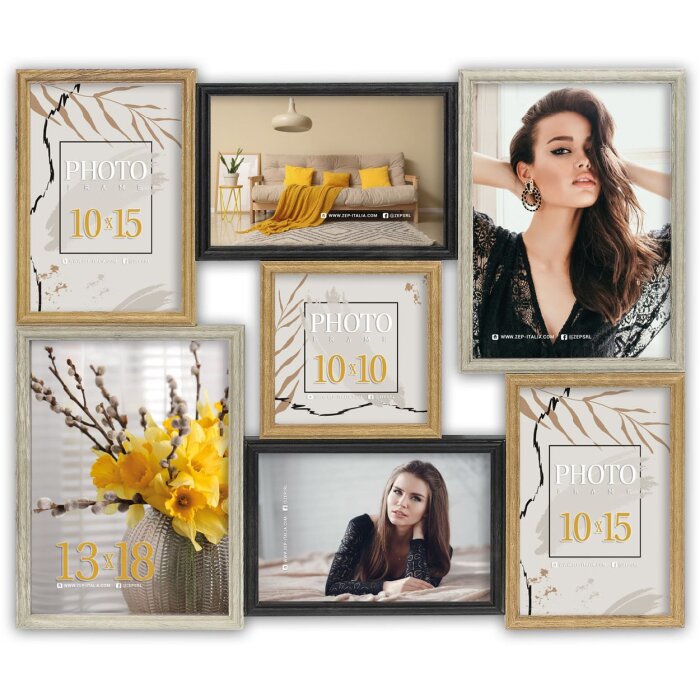 ZEP Fotogalerie Valona – dřevěný rámeček na 7 fotek 42x36 cm