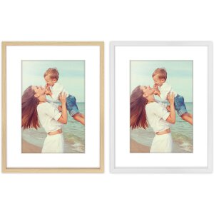 ZEP Dřevěný fotorámeček Alice – bílý/přírodní 30x30/40 cm