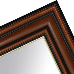 MendeFrames Zrcadlo na stěnu s dřevěnou podnoží z dubu a zlatým lemem 60x60 cm