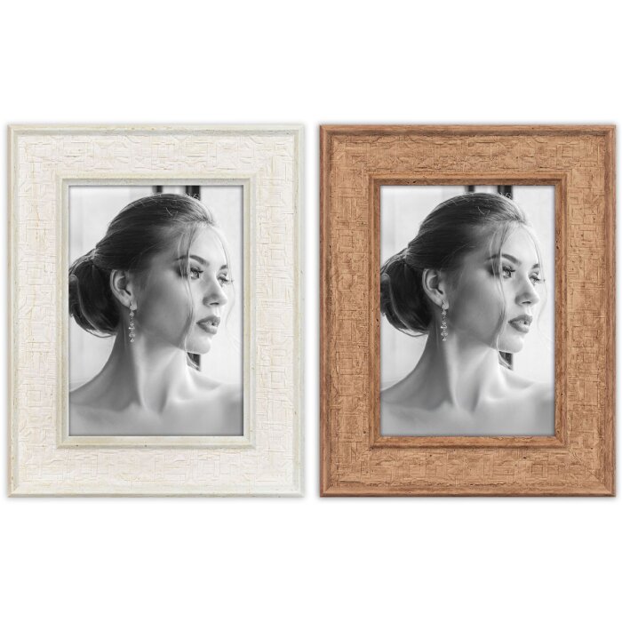 ZEP Portrétový rám Perth s dřevěnou úpravou a křišťálovým sklem – bílý a přírodní